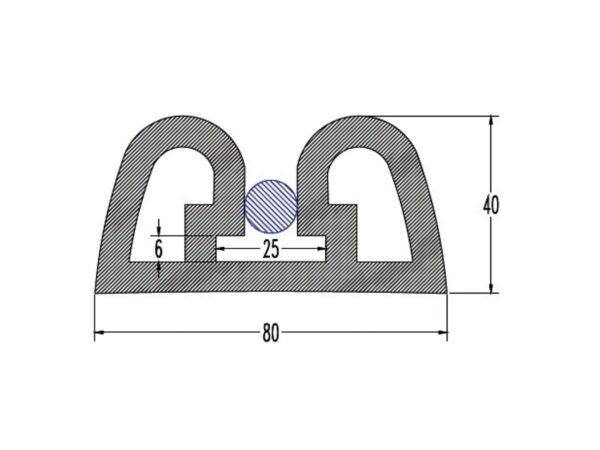 ΠΡΟΦΙΛ PVC ΓΙΑ ΠΟΛΥΕΣΤΕΡΙΚΑ ΣΚΑΦΗ Β.Τ. W80 x H40